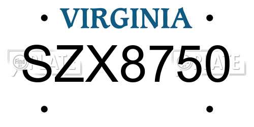 SZX8750 Virginia License Plate