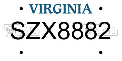 SZX8882 Virginia License Plate