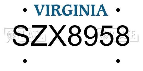 SZX8958 Virginia License Plate