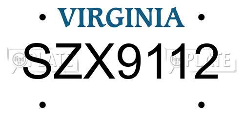 SZX9112 Virginia License Plate
