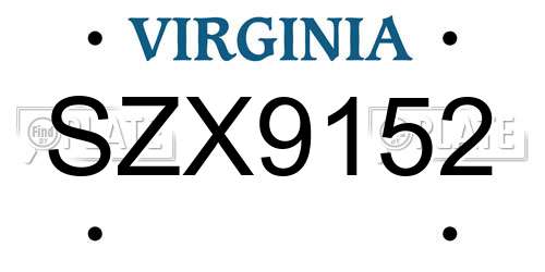 SZX9152 Virginia License Plate