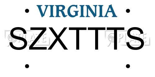 SZXTTTS Virginia License Plate