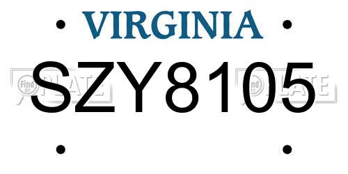 SZY8105 Virginia License Plate