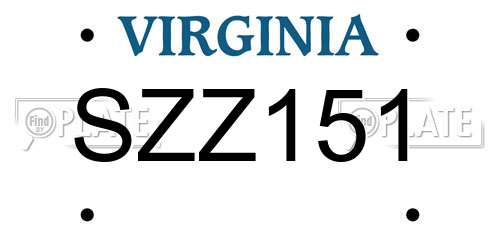 SZZ151 Virginia License Plate