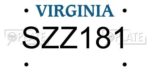 SZZ181 Virginia License Plate
