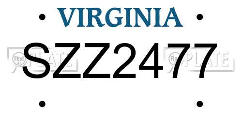 SZZ2477 Virginia License Plate