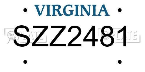 SZZ2481 Virginia License Plate