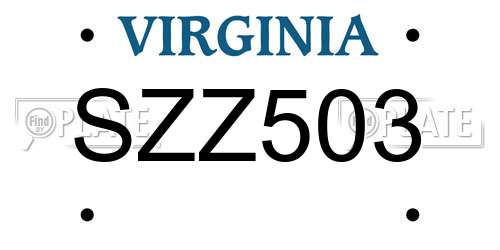 SZZ503 Virginia License Plate