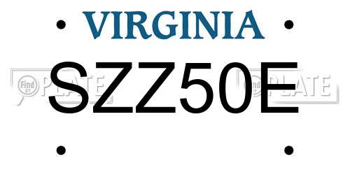 SZZ50E Virginia License Plate