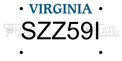 SZZ59I Virginia License Plate