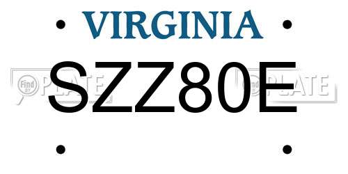 SZZ80E Virginia License Plate