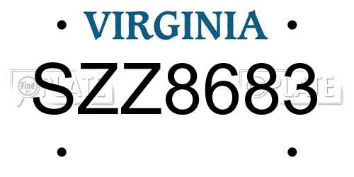 SZZ8683 Virginia License Plate