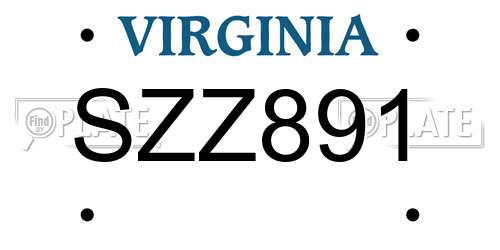 SZZ891 Virginia License Plate