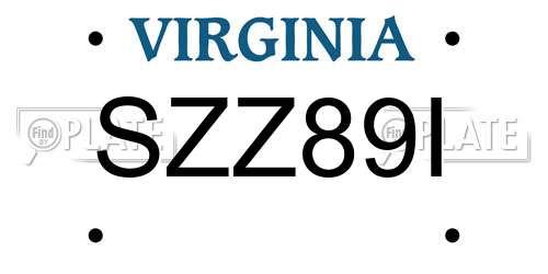 SZZ89I Virginia License Plate