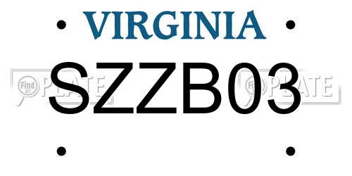 SZZB03 Virginia License Plate