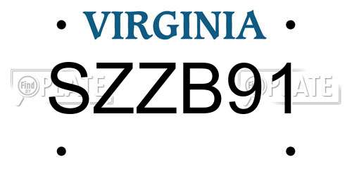 SZZB91 Virginia License Plate