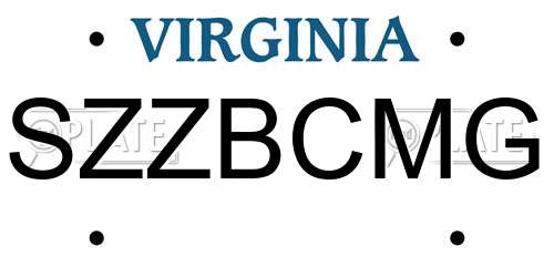 SZZBCMG Virginia License Plate