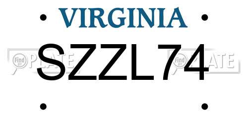 SZZL74 Virginia License Plate