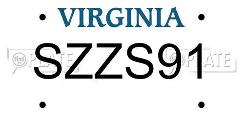 SZZS91 Virginia License Plate