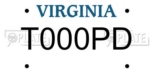T000PD Virginia License Plate