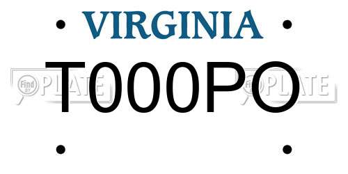 T000PO Virginia License Plate