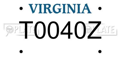 T0040Z Virginia License Plate