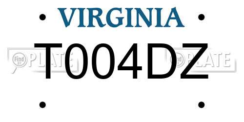 T004DZ Virginia License Plate