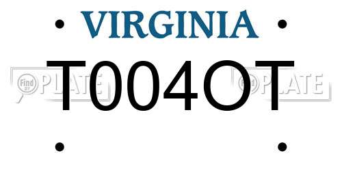 T004OT Virginia License Plate