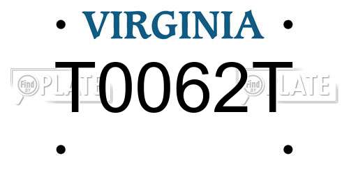 T0062T Virginia License Plate