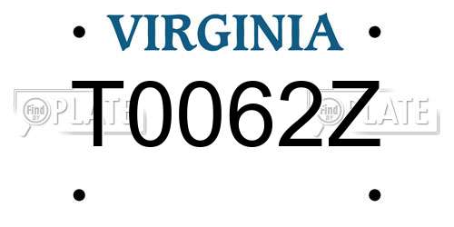 T0062Z Virginia License Plate