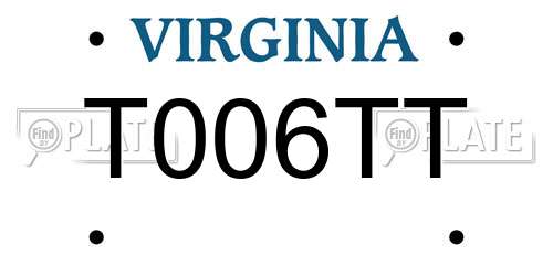 T006TT Virginia License Plate