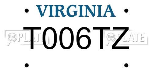 T006TZ Virginia License Plate