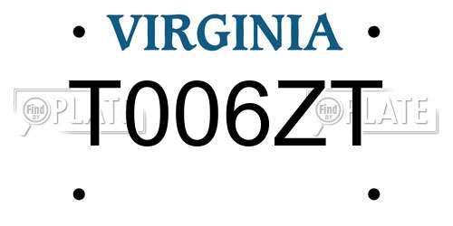 T006ZT Virginia License Plate