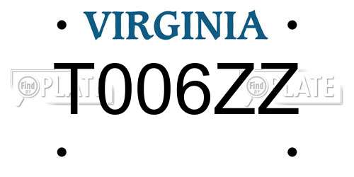 T006ZZ Virginia License Plate