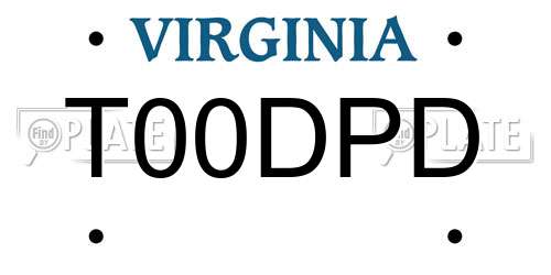 T00DPD Virginia License Plate