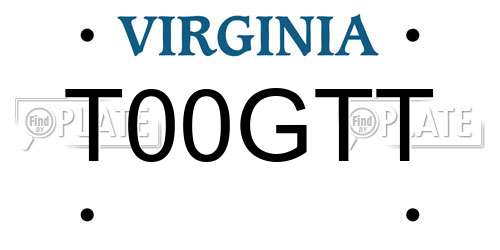 T00GTT Virginia License Plate