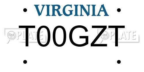 T00GZT Virginia License Plate