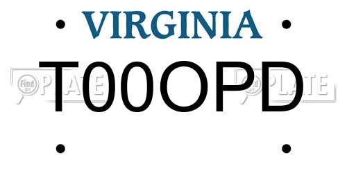 T00OPD Virginia License Plate