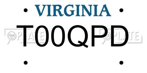 T00QPD Virginia License Plate