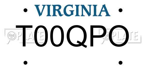 T00QPO Virginia License Plate