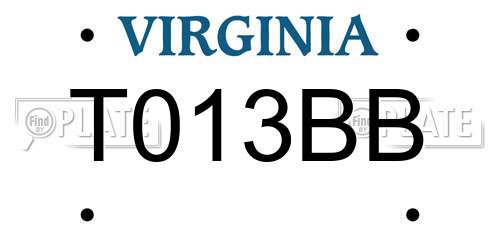 T013BB Virginia License Plate