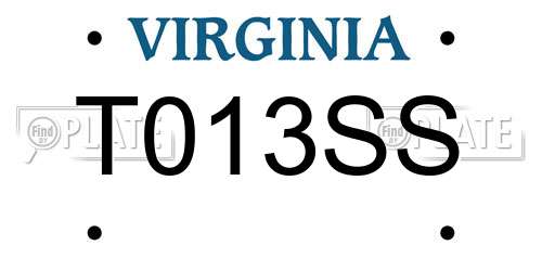 T013SS Virginia License Plate