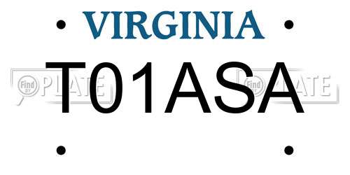 T01ASA Virginia License Plate