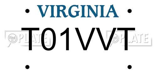 T01VVT Virginia License Plate