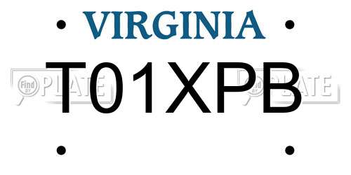 T01XPB Virginia License Plate