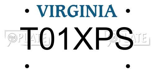T01XPS Virginia License Plate