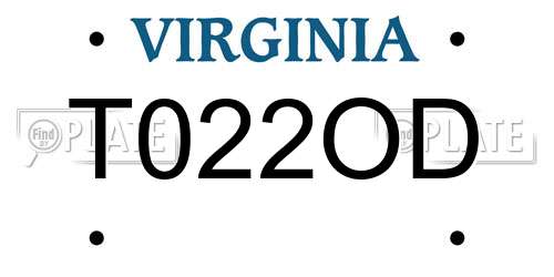 T022OD Virginia License Plate
