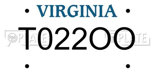 T022OO Virginia License Plate