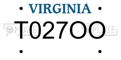 T027OO Virginia License Plate