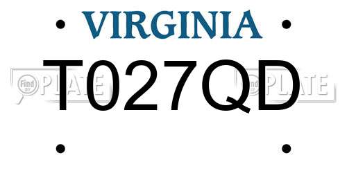 T027QD Virginia License Plate